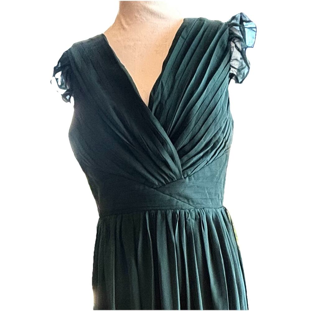Lulu’s NWT Sz M Emerald Green Maxi Gown Pleated Bust Open Back Wedding Formal - Picture 5 of 8